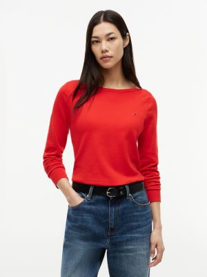 Boatneck Sweater, Fierce Red