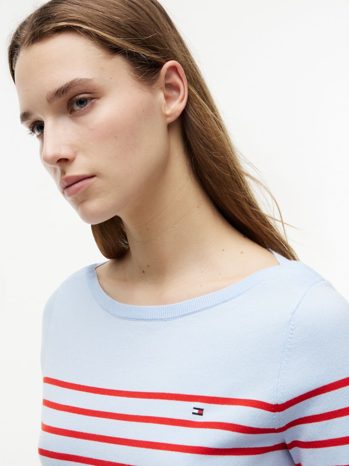Striped Boatneck Sweater — Sweet Blue