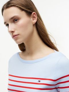 Striped Boatneck Sweater — Sweet Blue 3