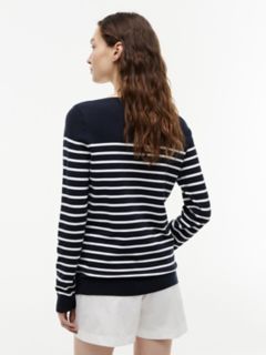 Striped Boatneck Sweater — Navy 4