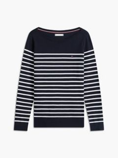 Striped Boatneck Sweater — Beige Heather 5