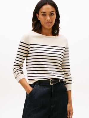 Stripe Boatneck Sweater, B2282