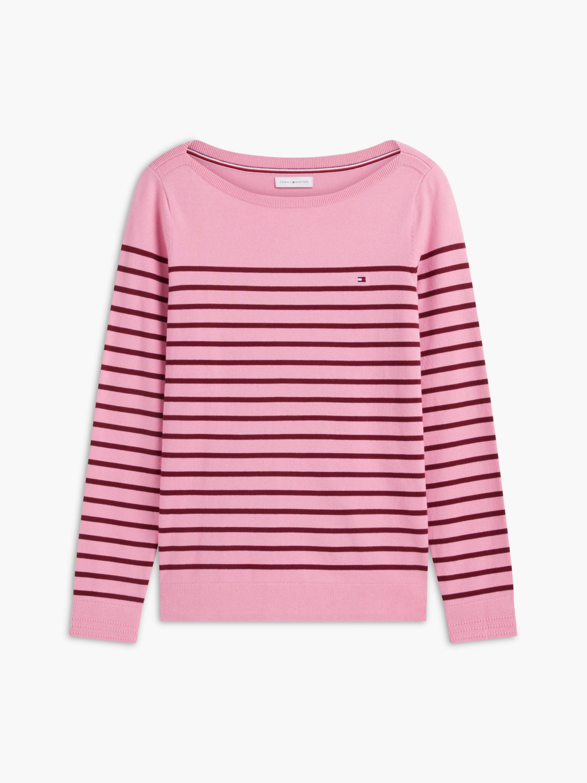 Striped Boatneck Sweater — Mystic Pink