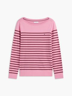 Striped Boatneck Sweater — Mystic Pink 5