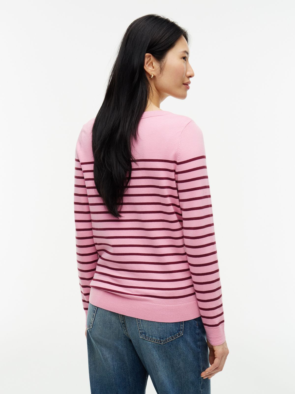 Striped Boatneck Sweater — Mystic Pink