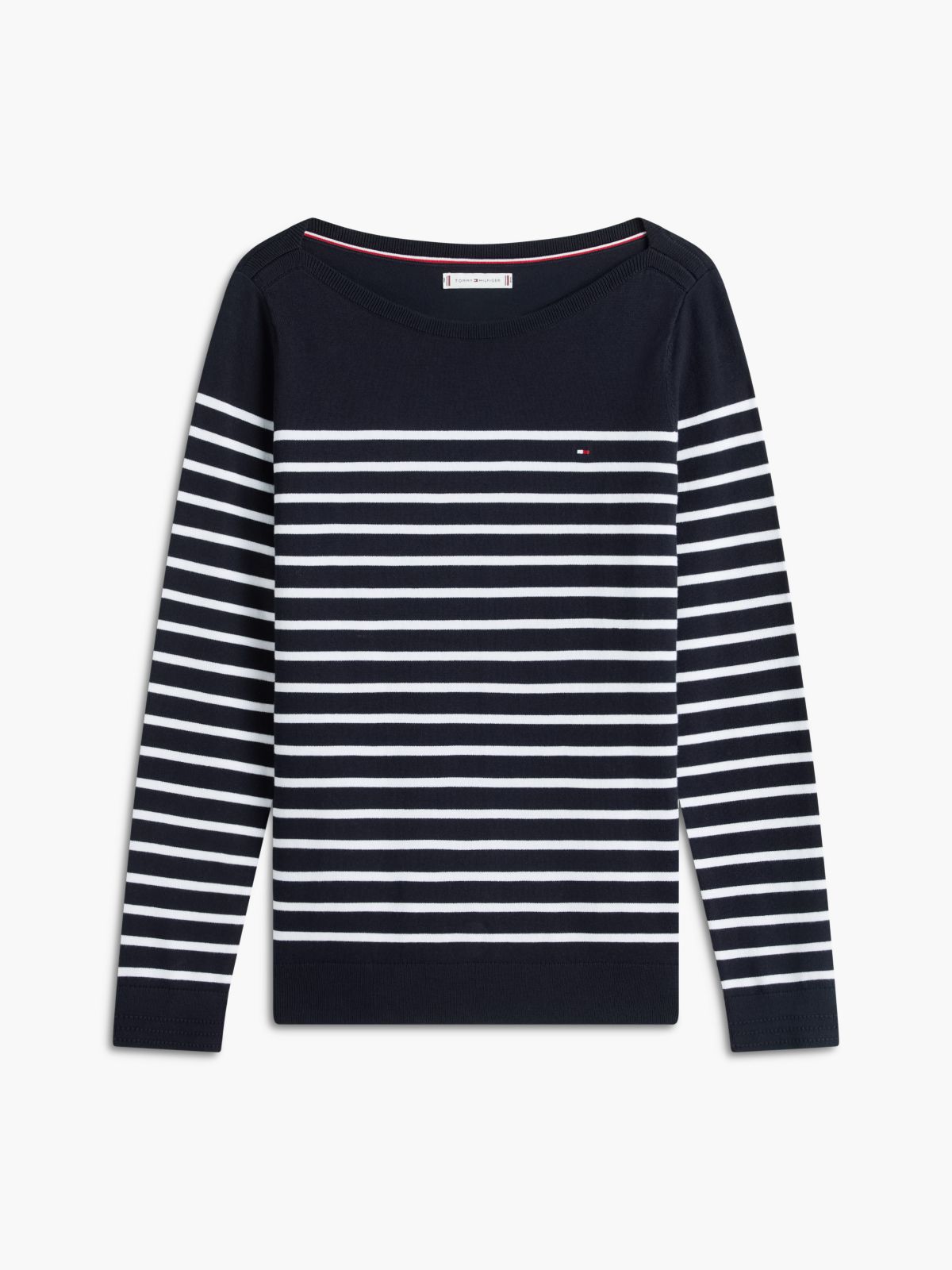 Striped Boatneck Sweater — Ecru