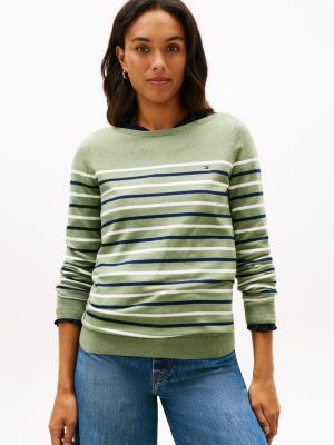Multi-Stripe Boatneck Sweater, B6888