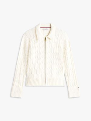 Tomi Boxy Fit Cable Knit Zip Cardigan | Tommy Hilfiger