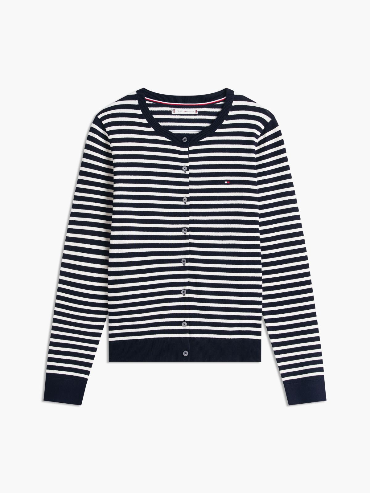 Lightweight Striped Cardigan — Navy Blue