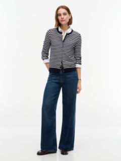 Lightweight Striped Cardigan — Navy Blue 2