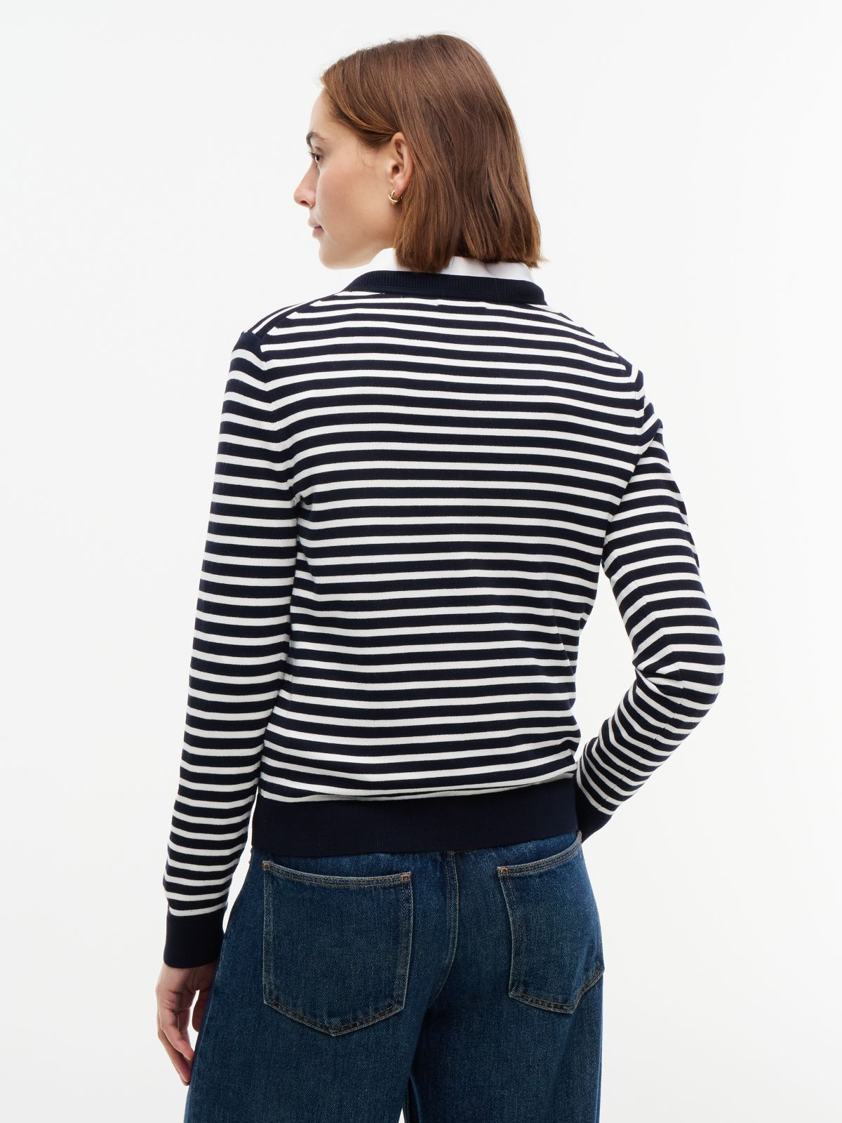 Lightweight Striped Cardigan — Navy Blue
