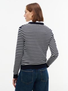 Lightweight Striped Cardigan — Navy Blue 4