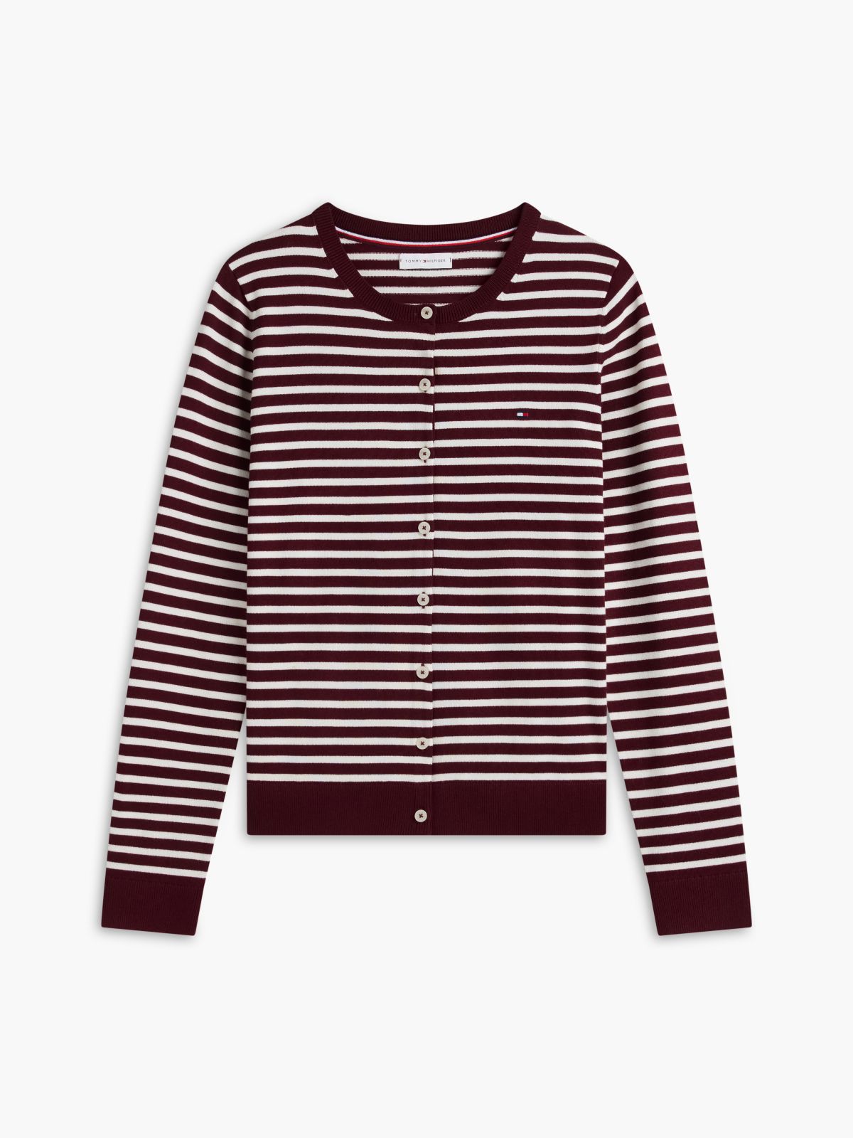 Lightweight Striped Cardigan — Burgundy