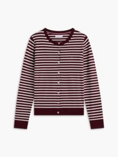 Lightweight Striped Cardigan — Burgundy 5