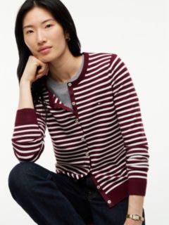 Lightweight Striped Cardigan — Burgundy 3
