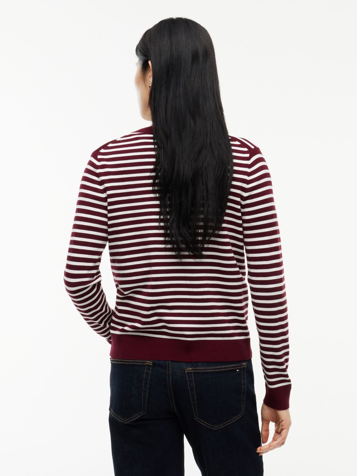 Lightweight Striped Cardigan — Burgundy
