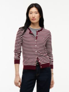 Lightweight Striped Cardigan — Burgundy 1
