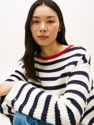 Женские свитеры Tommy Hilfiger Breton Stripe Pointelle Boatneck Sweater — фото 2