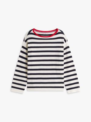 Женские свитеры Tommy Hilfiger Breton Stripe Pointelle Boatneck Sweater — фото 5