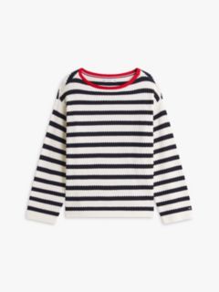 Breton Stripe Pointelle Boatneck Sweater — Navy 5