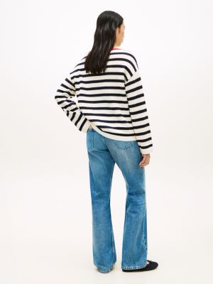 Женские свитеры Tommy Hilfiger Breton Stripe Pointelle Boatneck Sweater — фото 4