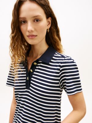 Tommy Hilfiger Gold-Button Striped Interlock Polo Dress — фото 2