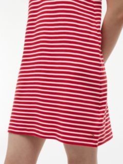 Gold-Button Striped Interlock Polo Dress — Primary Red 2