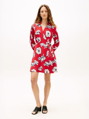 Floral Print Crepe Wrap Dress