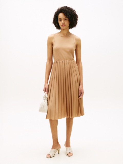 Tommy Hilfiger Mixed-Media Pleated Tank Dress
