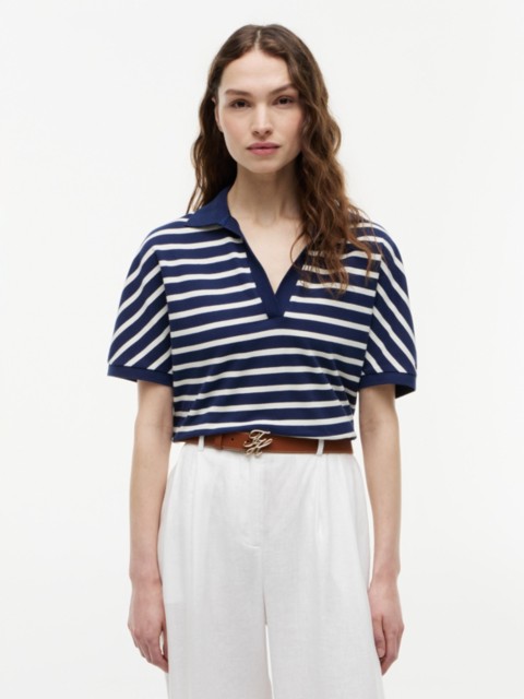 Женские топы Tommy Hilfiger Relaxed Fit Heathered Stripe Polo