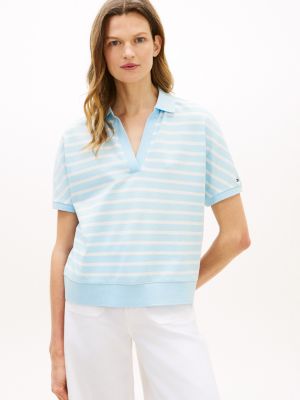 Relaxed Fit Heathered Stripe Polo, Rain Dance Combo