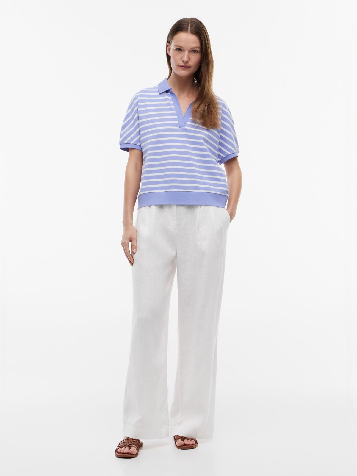 Relaxed Fit Heathered Stripe Polo — Thunder Lilac Stripe