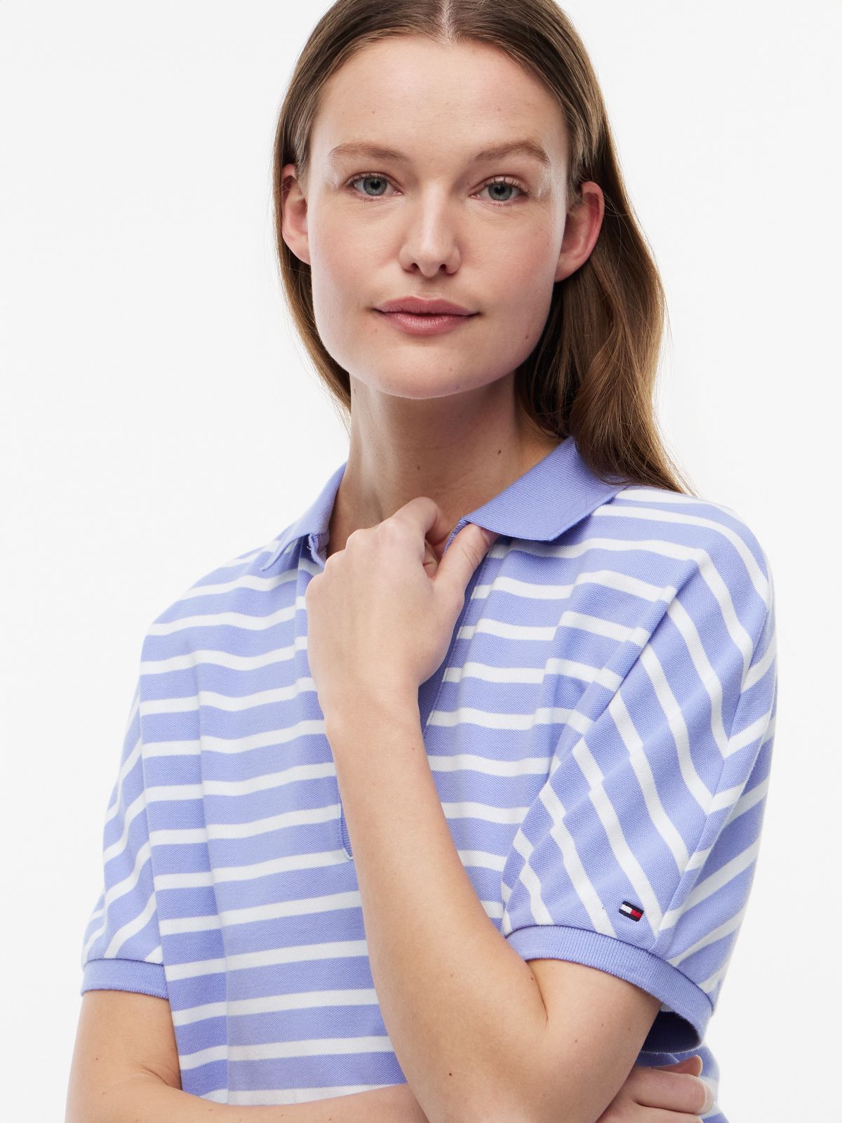Relaxed Fit Heathered Stripe Polo — Thunder Lilac Stripe