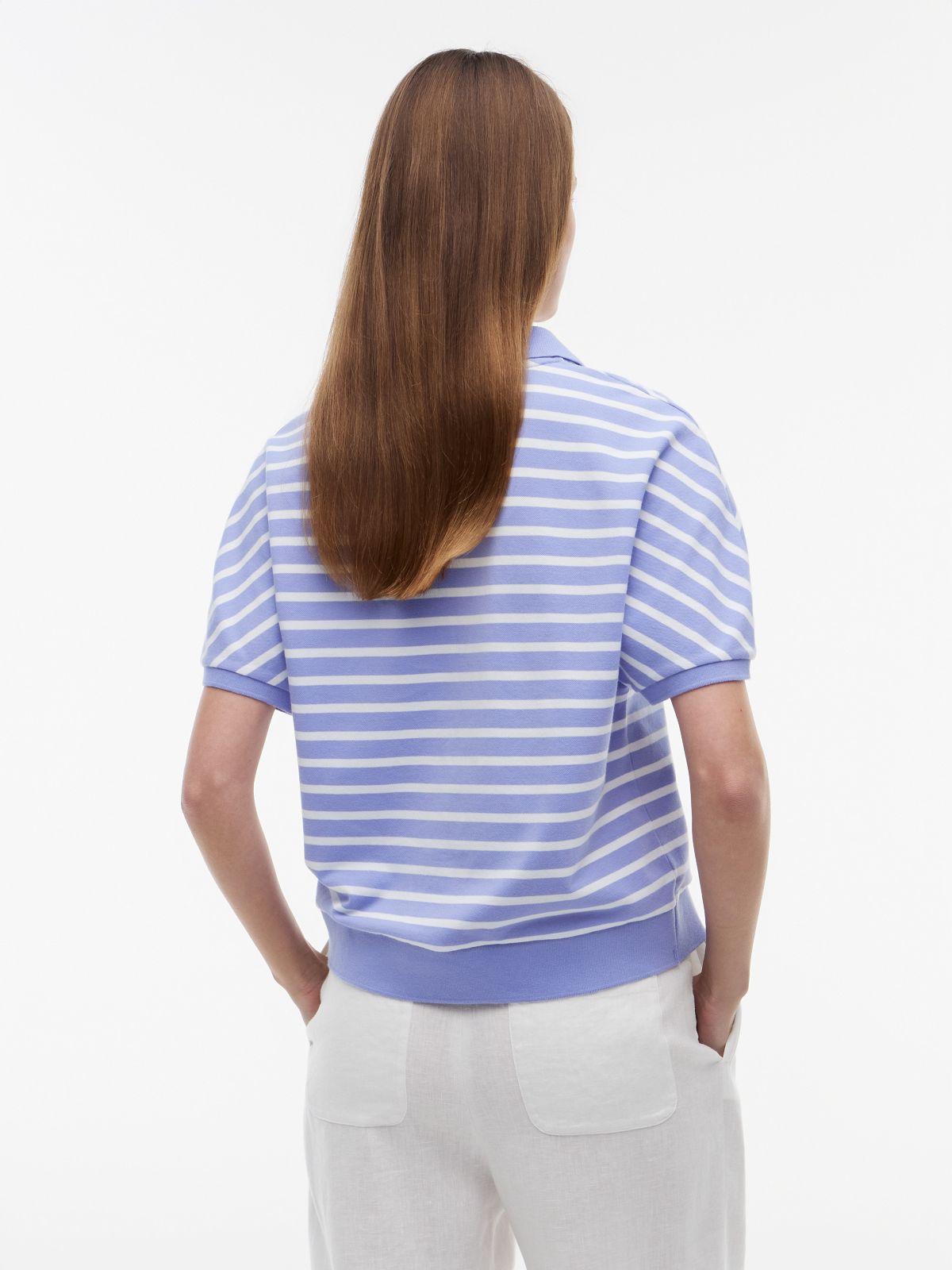 Relaxed Fit Heathered Stripe Polo — Thunder Lilac Stripe