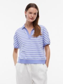 Relaxed Fit Heathered Stripe Polo — Thunder Lilac Stripe 1