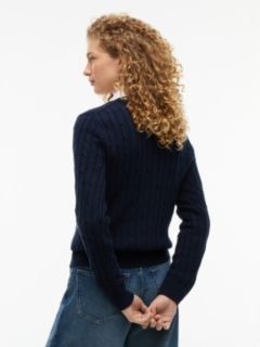 Cable Knit Cardigan — Navy Blue 4
