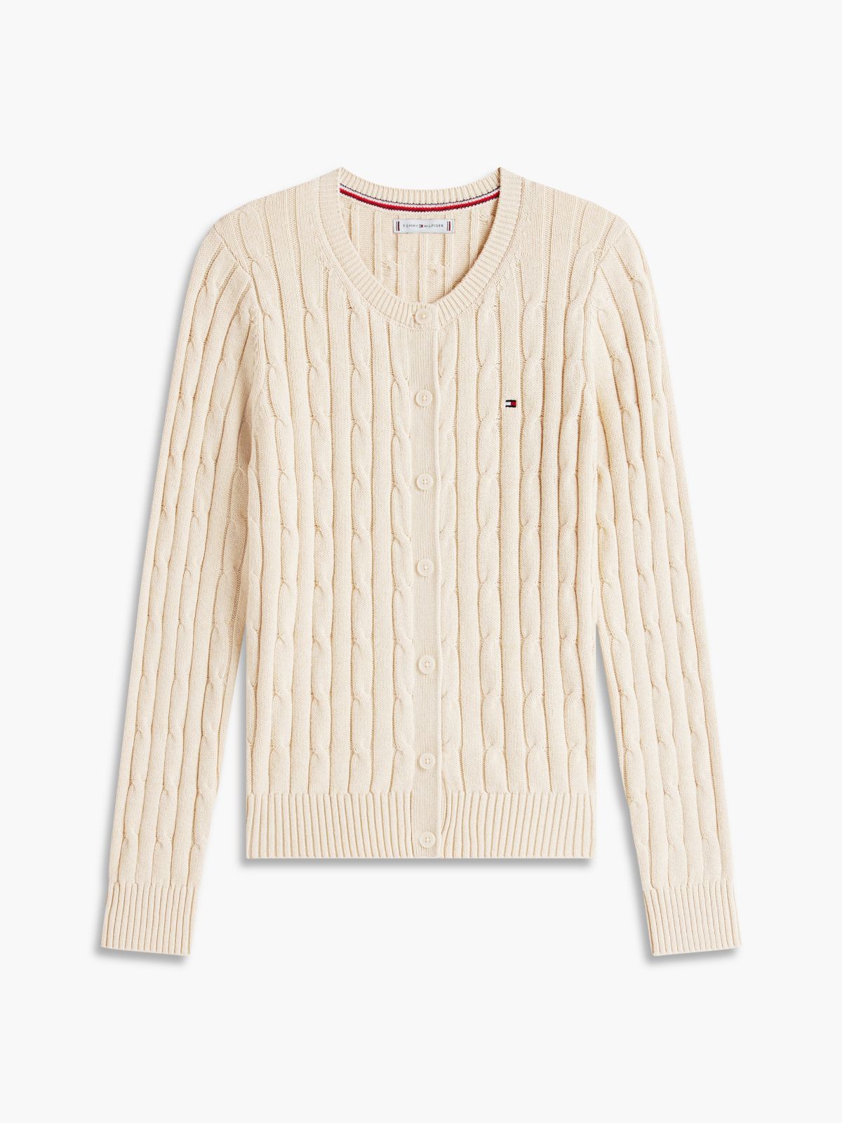 Cable Knit Cardigan — Beige Heather