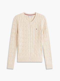Cable Knit Cardigan — Beige Heather 5