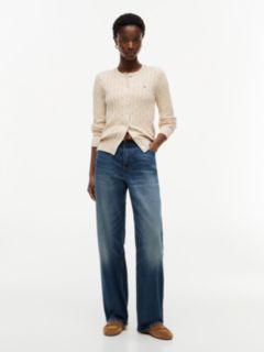 Cable Knit Cardigan — Beige Heather 2
