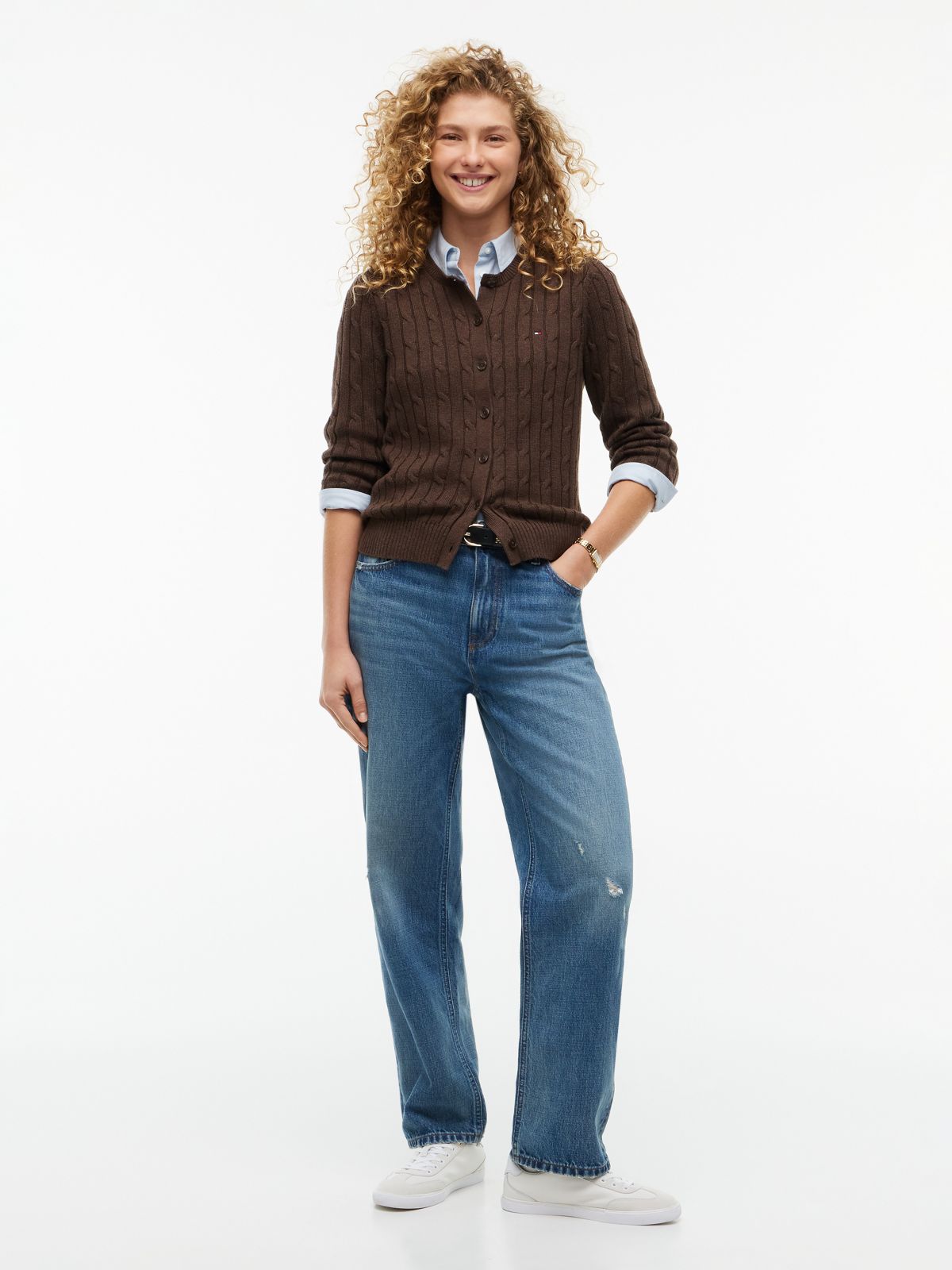 Cable Knit Cardigan — Brown