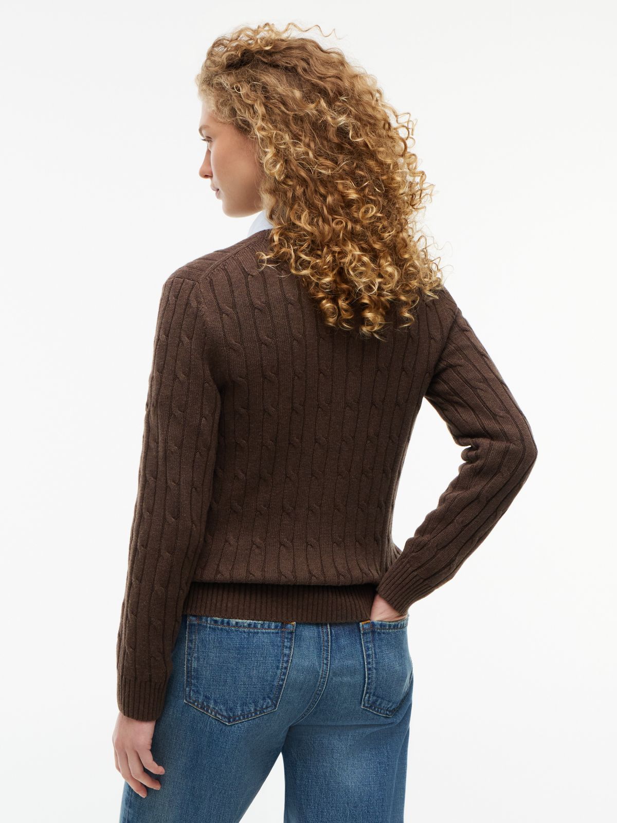 Cable Knit Cardigan — Brown