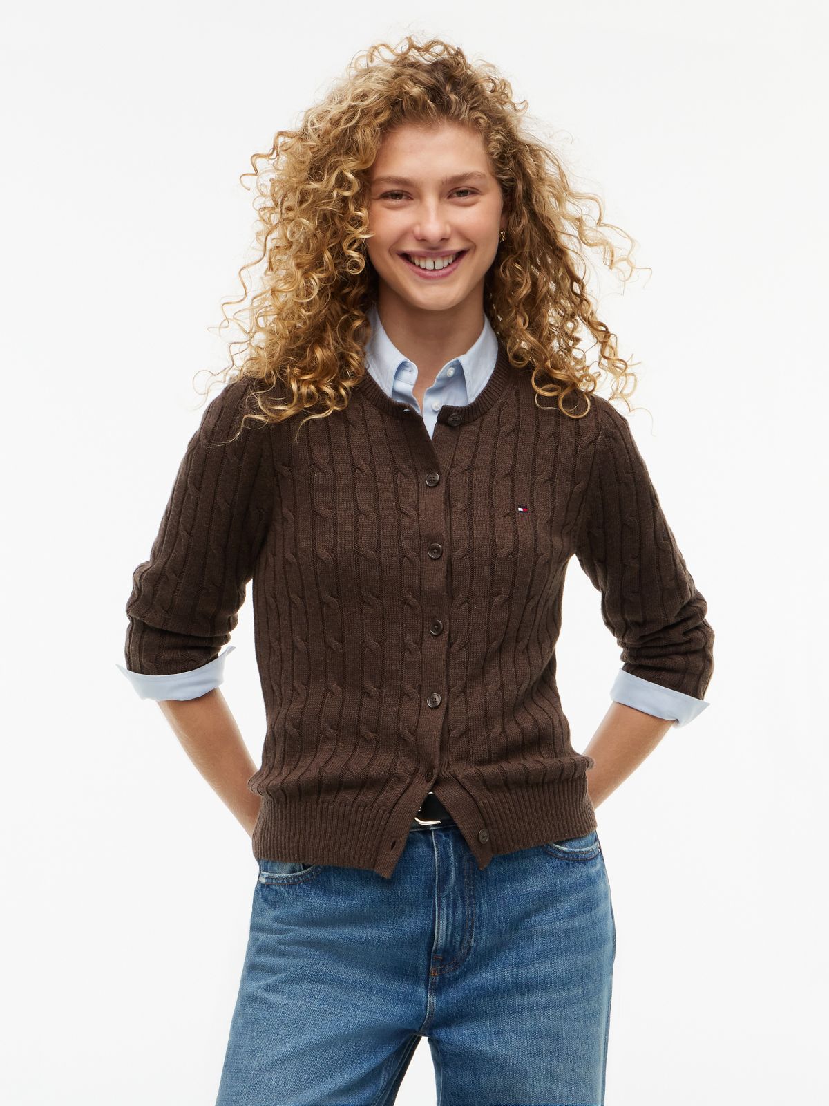 Cable Knit Cardigan — Brown
