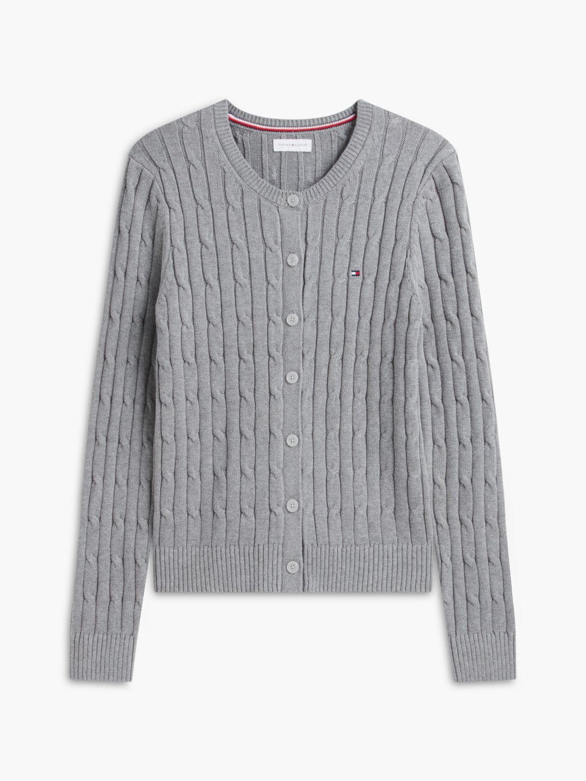 Cable Knit Cardigan — Grey Heather