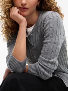 Cable Knit Cardigan — Grey Heather 3