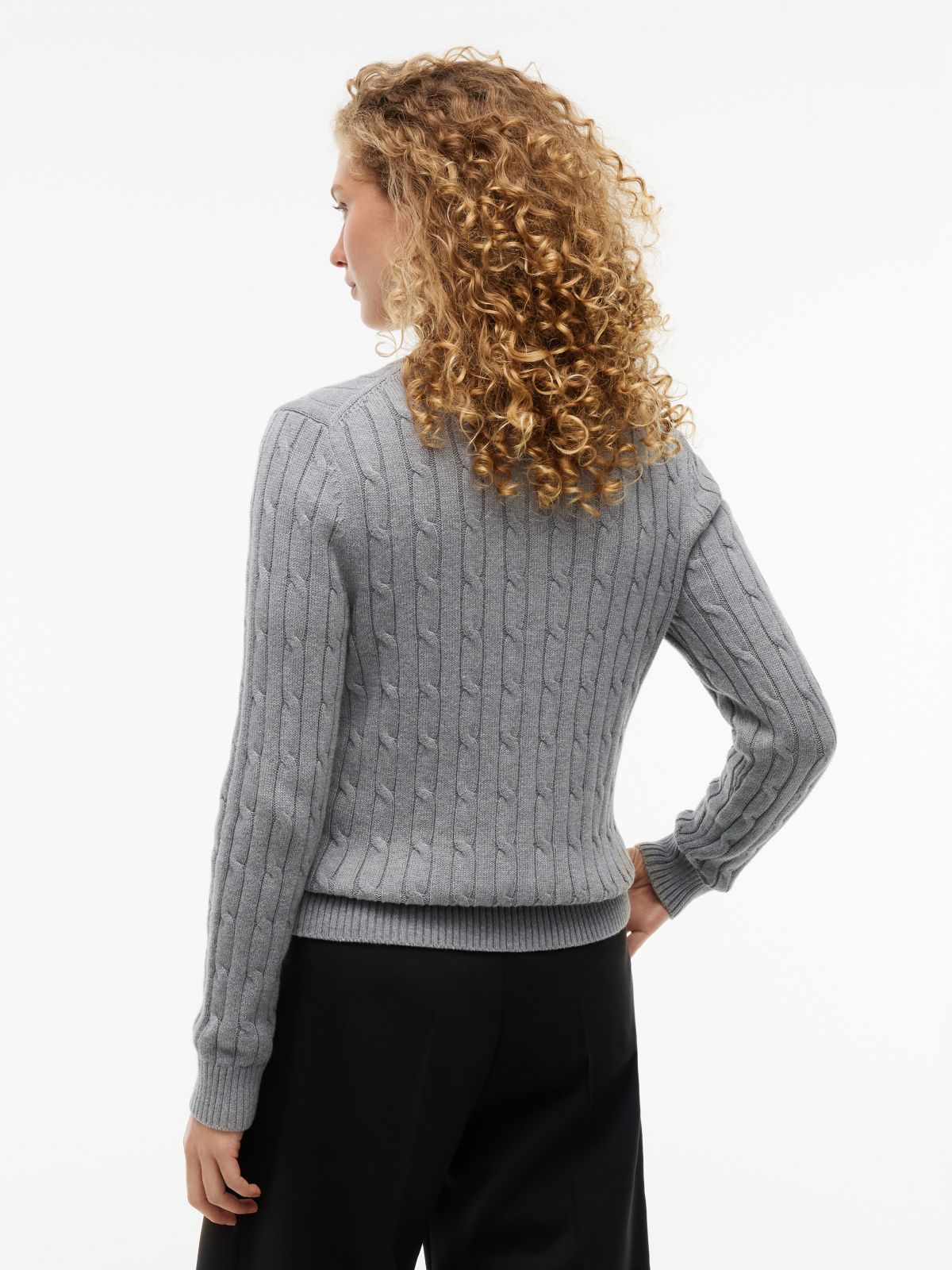 Cable Knit Cardigan — Grey Heather
