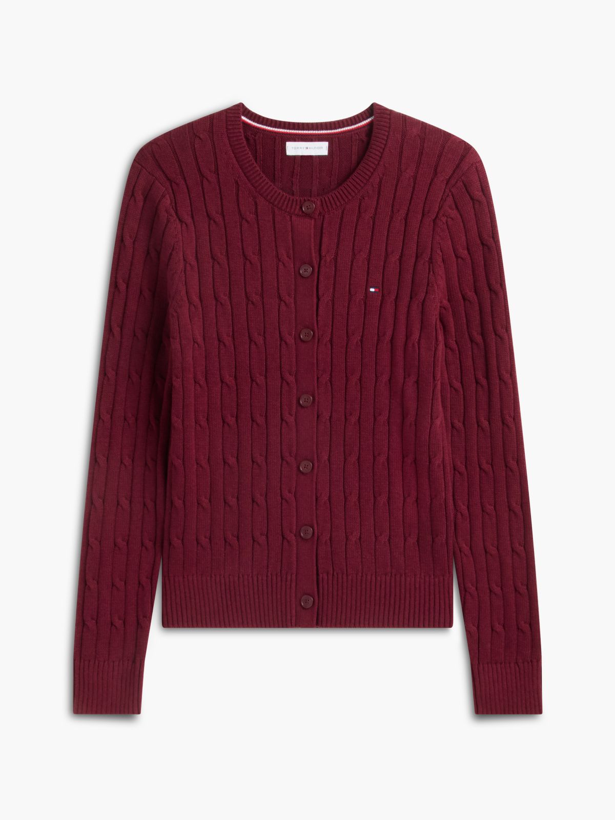 Cable Knit Cardigan — Burgundy