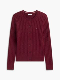 Cable Knit Cardigan — Burgundy 5