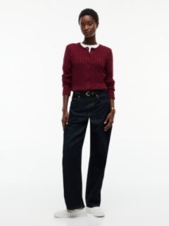 Cable Knit Cardigan — Burgundy 2