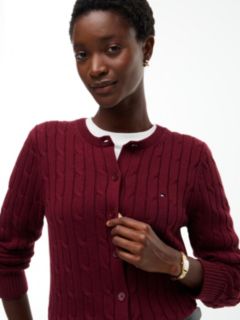 Cable Knit Cardigan — Burgundy 3