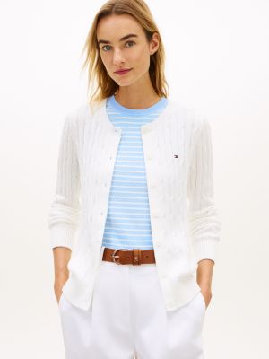 Cable Knit Cardigan, Ecru